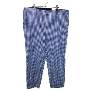 Talbots blue white gingham checkered girlfriend chino pants new